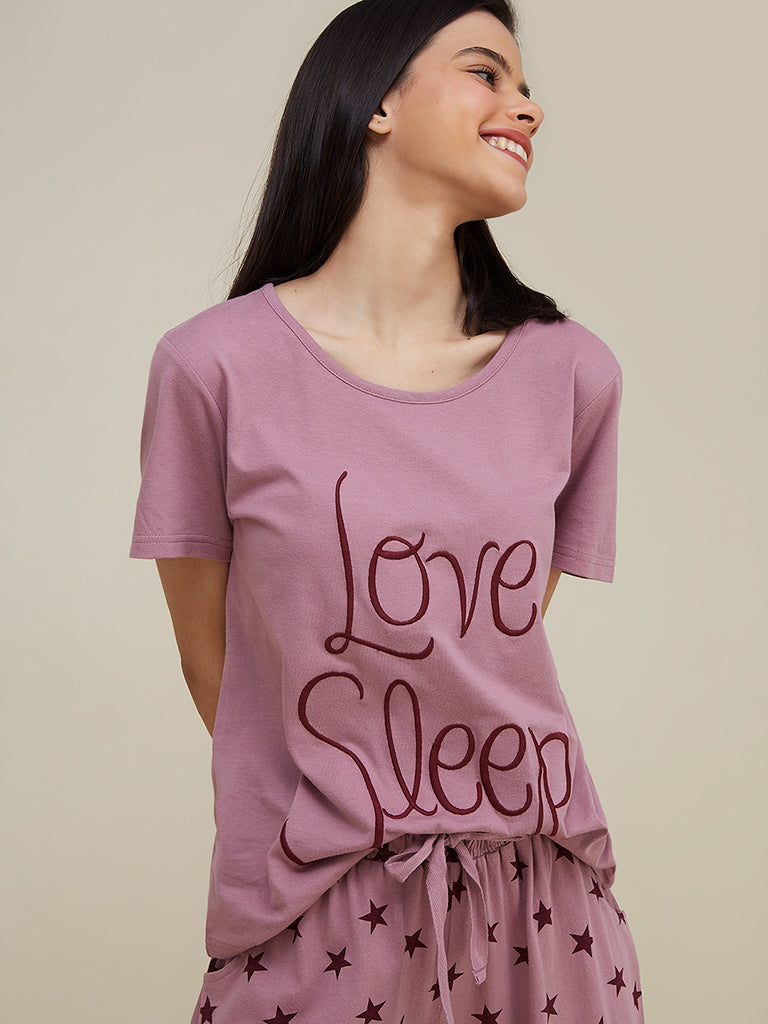 Love Sleep Printed  Night Suit