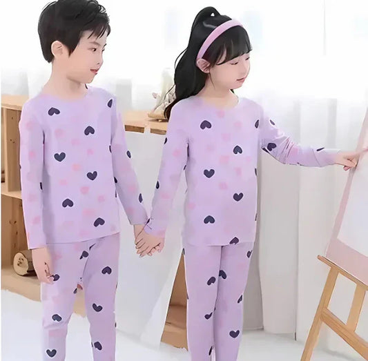 Purple Multi Heart Printed Kids Wear (Each) - Anika Fashions