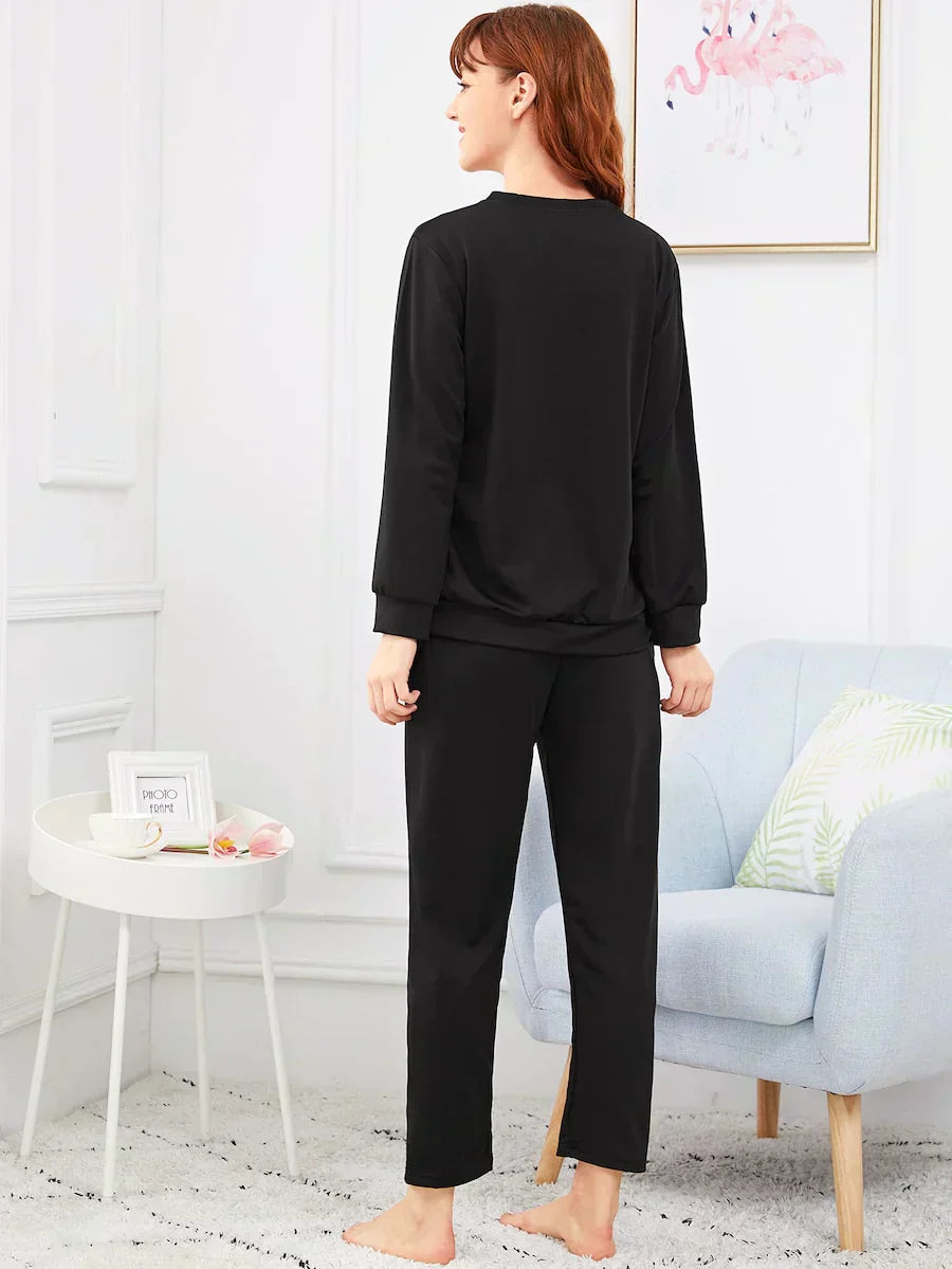 Black Tropical Paradise Night Suit - Anika Fashions