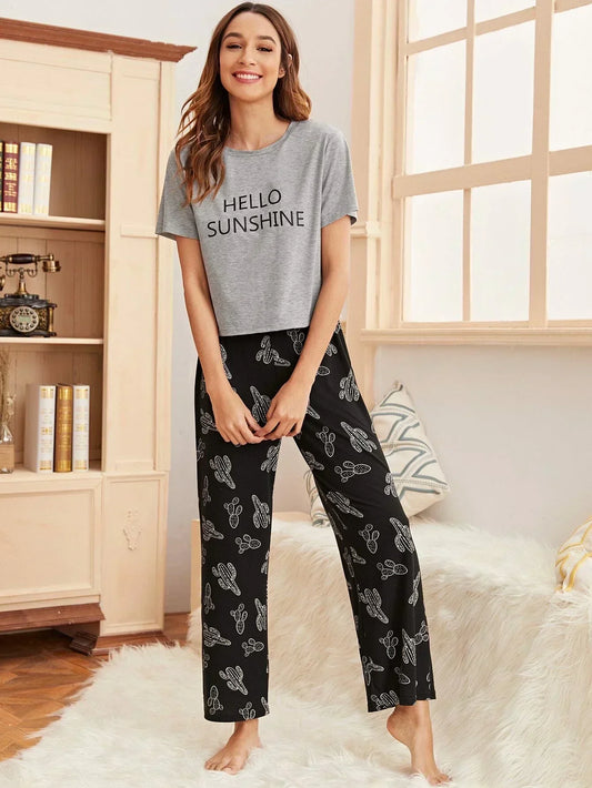 Hello Sunshine Printed Night Suit - Anika Fashions