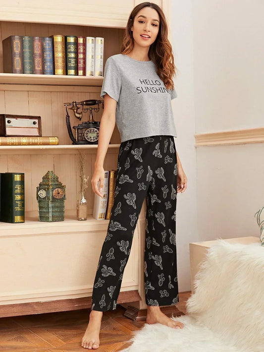 Hello Sunshine Printed Night Suit - Anika Fashions