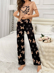 Heart & Butterfly Printed Night Suit - Anika Fashions