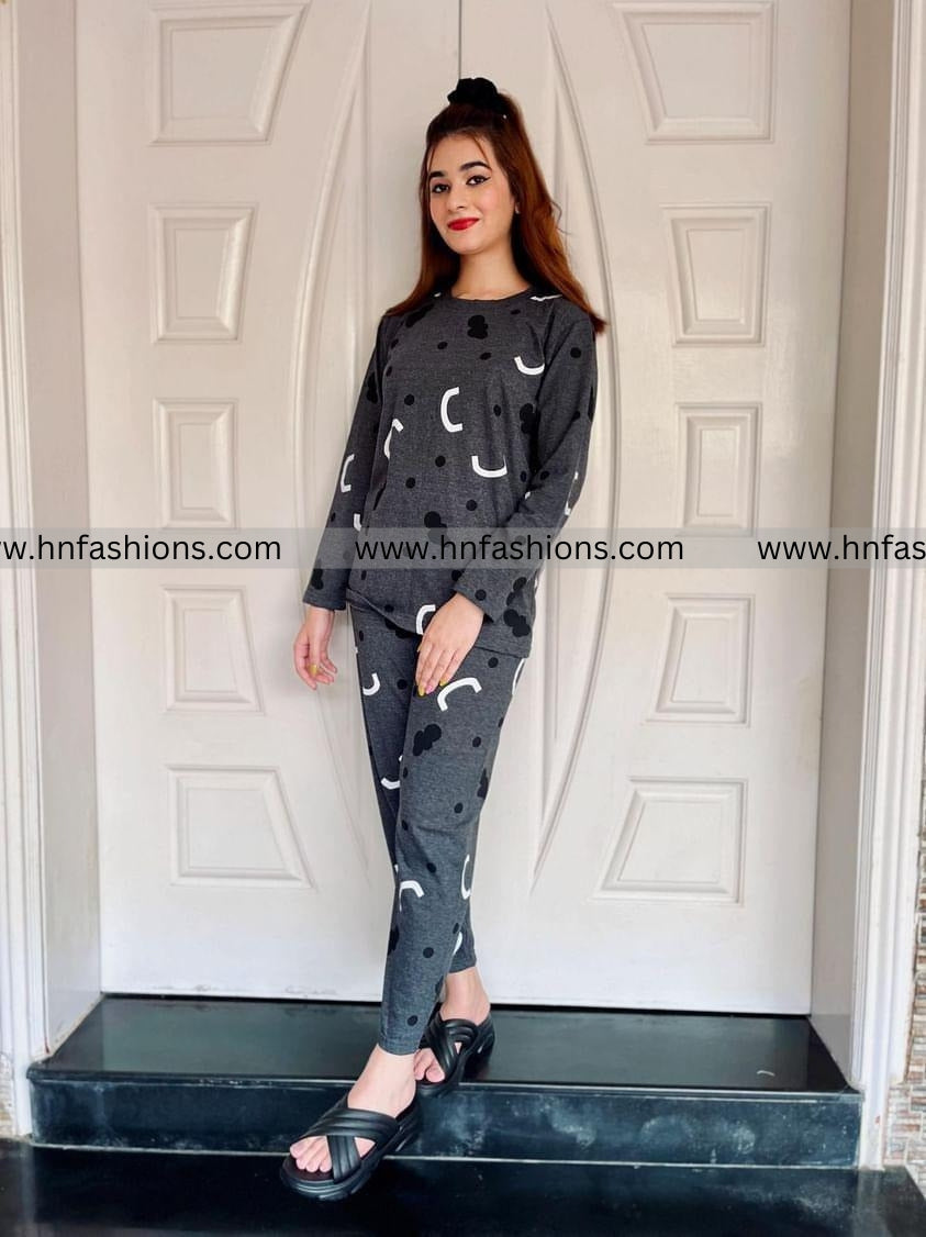 Charcoal Pattern Printed Night Suit