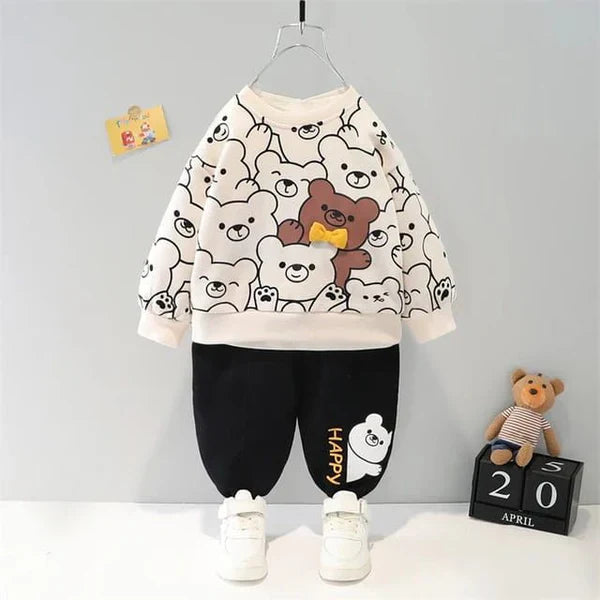 White Bears Print Sweatshirt With Trouser For Kids (2 Piece)