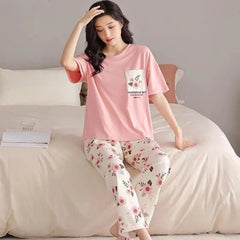 Pink Pocket Printed Night Suit - Anika Fashions