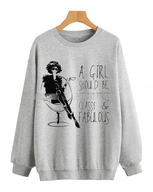 Grey Printed Sweatshirt For Women