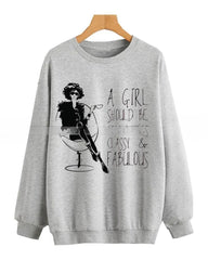 Grey Printed Sweatshirt For Women