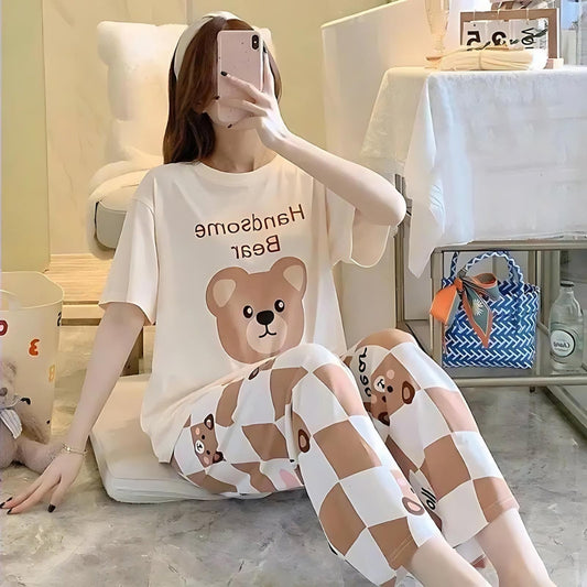 Handsome Bear Printed Night Suit - Anika Fashions