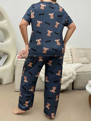 Gray Cozy Bear Printed Night Suit
