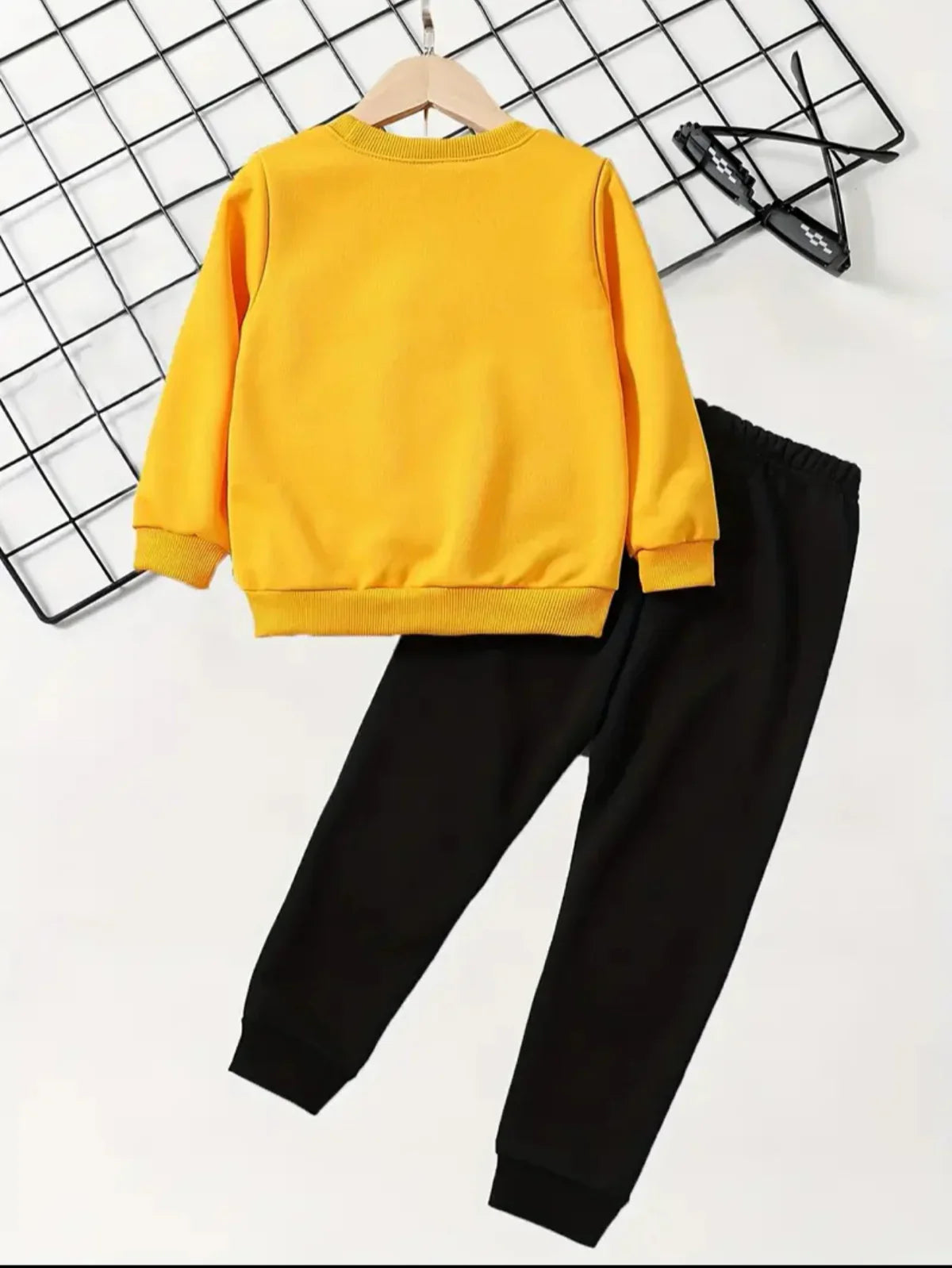 Yellow Mama's Boy Printed Sweatshirt With Trouser For Kids