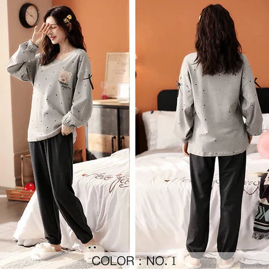 Gray Bear Printed Night Suit - Anika Fashions