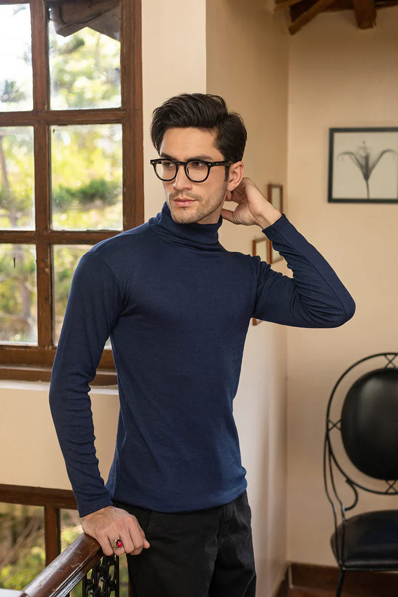 Navy Blue High Neck For Mens