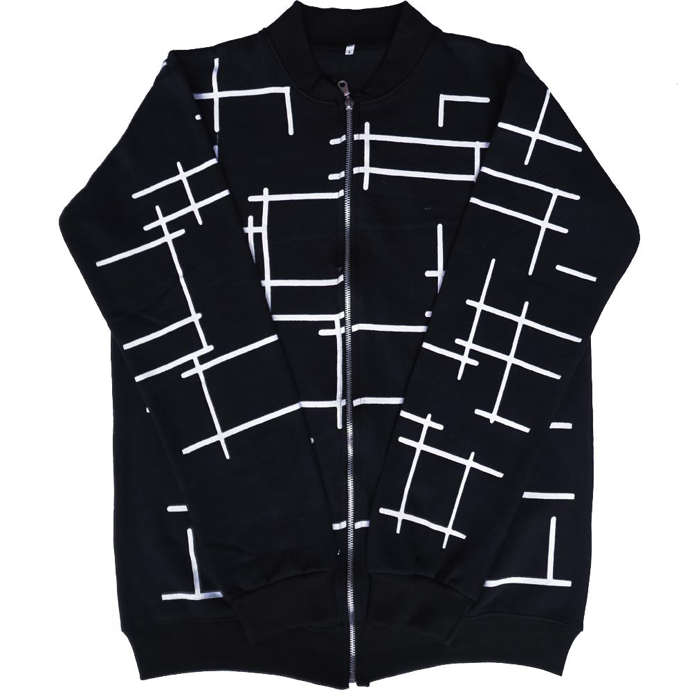 Black Printed Zipper Jacket