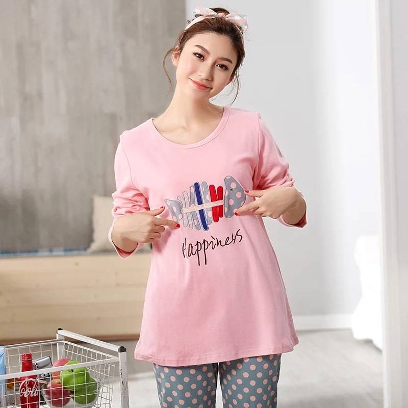 Pink Happiness Printed Night Suit