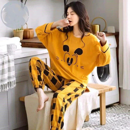 Yellow Mickey Mouse Printed Night Suit - Anika Fashions