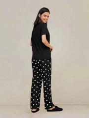 Black Love Sleep Printed Night Suit - Anika Fashions