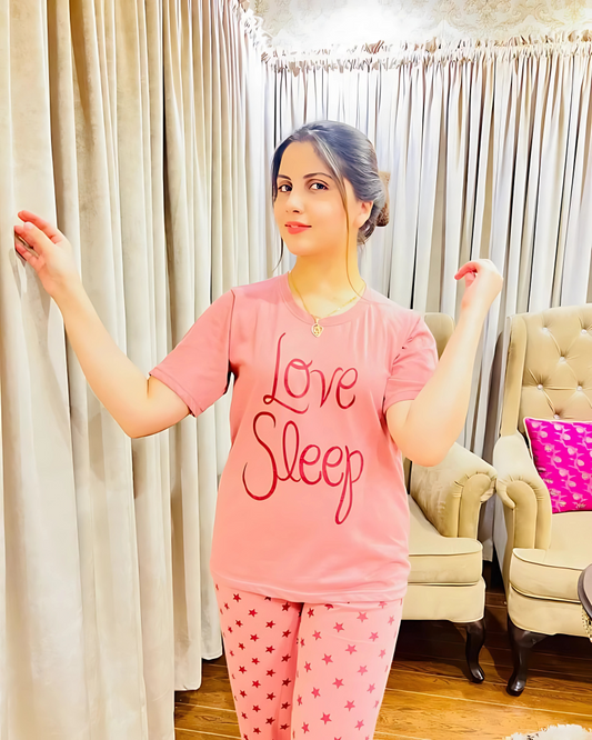 Love Sleep Printed  Night Suit