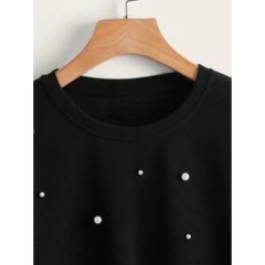 Black Pearls Beaded Sweatshirt For Women