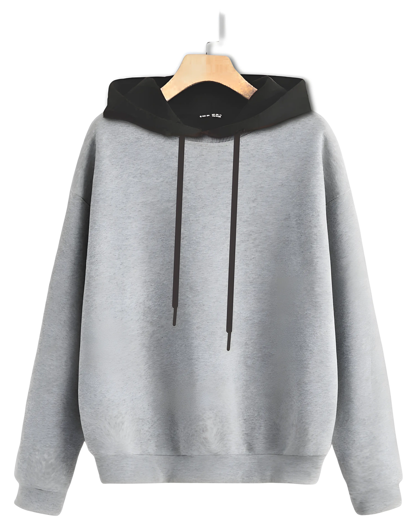 Grey With Black Basic Kangaroo Hoodie