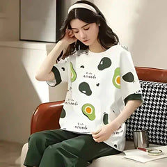 Avocada Printed Night Suit