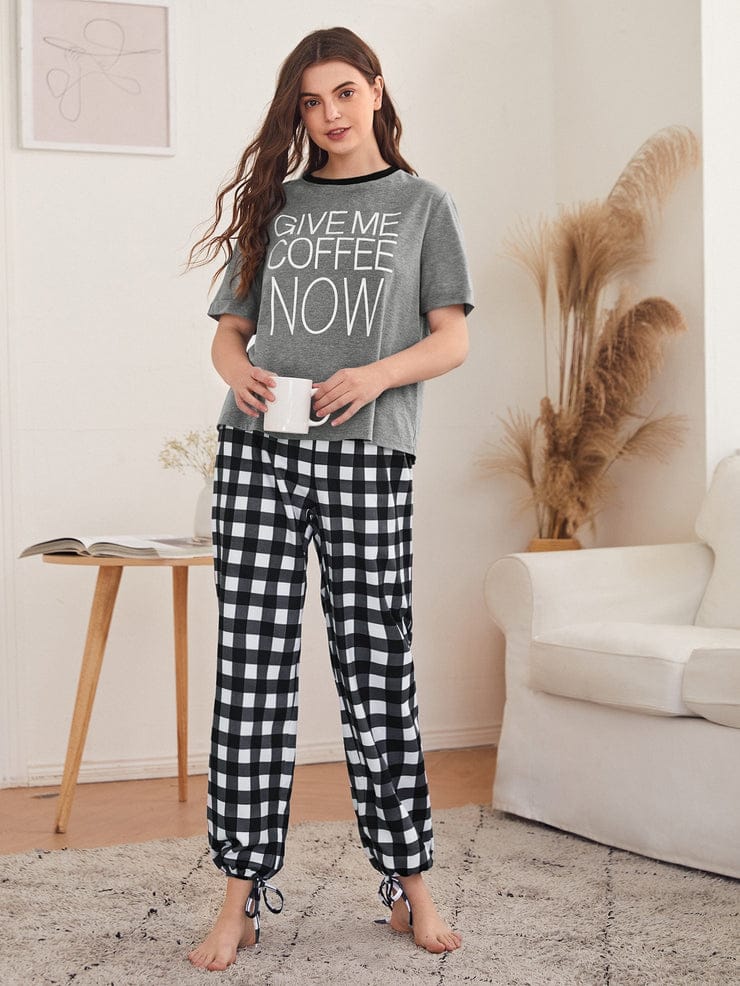 Give Me Coffee Now Printed Night Suit - Anika Fashions