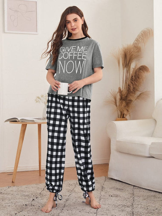 Give Me Coffee Now Printed Night Suit - Anika Fashions