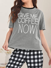 Give Me Coffee Now Printed Night Suit - Anika Fashions