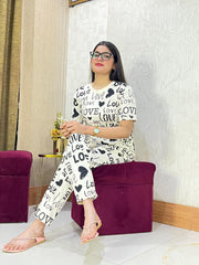 Drop Shoulder Printed Night Suit - Anika Fashions
