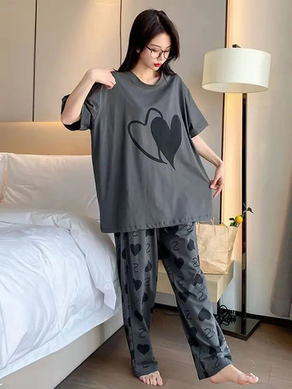 Double Heart printed Night Suit - Anika Fashions