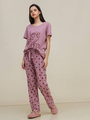 Love Sleep Printed  Night Suit - Anika Fashions